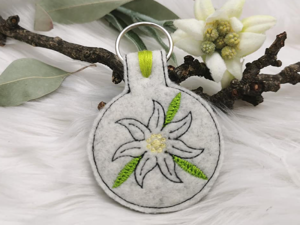 Edelweiss Schlüsselanhänger - ITH-Stickdatei
